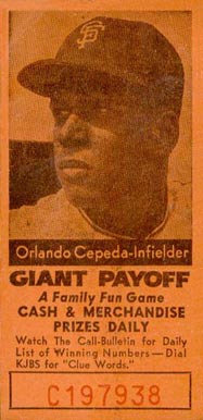 1958 San Francisco Call-Bulletin Giants Orlando Cepeda # Baseball Card