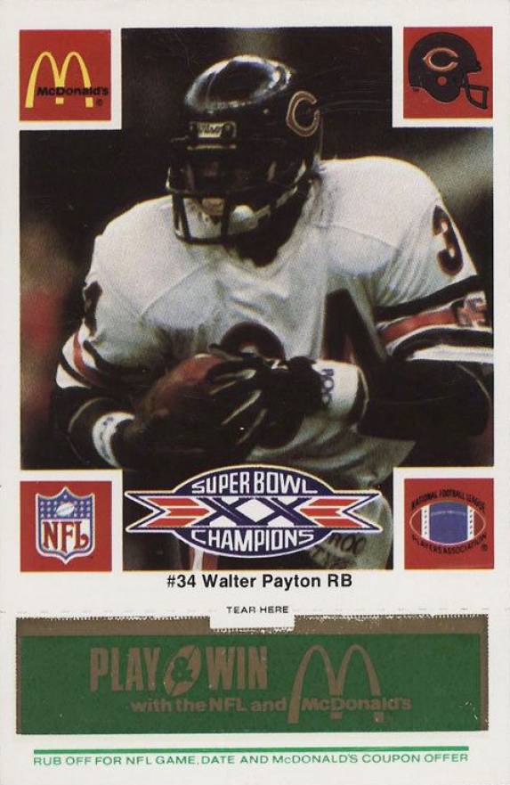 1986 McDonald's Bears Walter Payton #34 Football Card