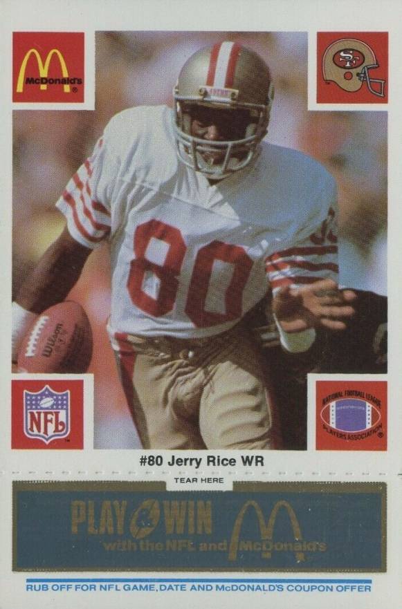 1986 McDonald's 49ers Jerry Rice #80 Football Card