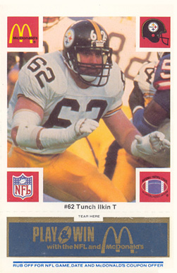 1986 McDonald's Steelers Tunch Ilkin #62 Football Card