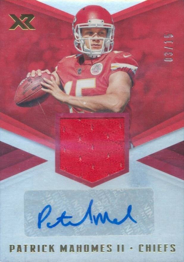 2017 Panini XR Rookie Swatch Autographs Patrick Mahomes II #RSAPM Football Card