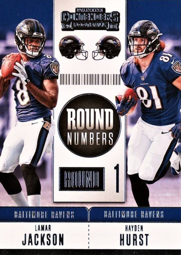 2018 Panini Contenders Round Numbers Hayden Hurst/Lamar Jackson #JH Football Card