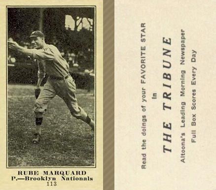 1916 Altoona Tribune Rube Marquard #113 Baseball Card