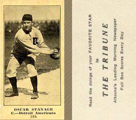 1916 Altoona Tribune Oscar Stanage #168_Catch  	 Baseball Card