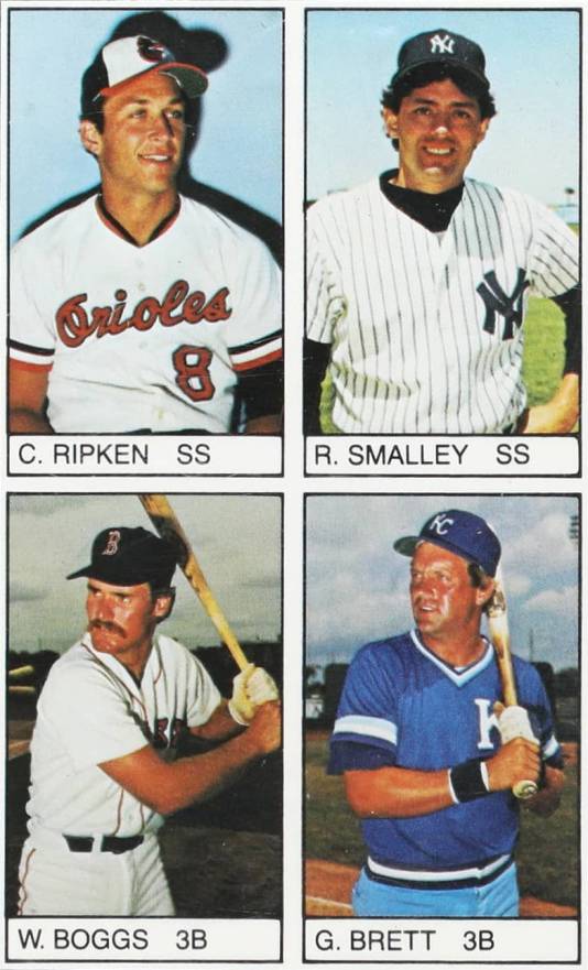 1983 All-Star Game Program Inserts-Hand Cut Ripken/Smalley/Boggs/Brett # Baseball Card