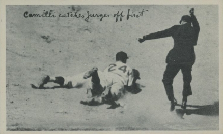 1936 National Chicle Fine Pens Camilli Catches Jurges off first # Baseball Card