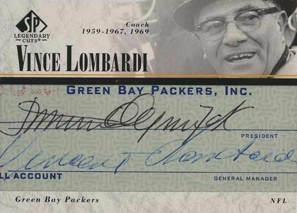 2002 SP Legendary Cuts Cut Signature Vince Lombardi #LC-VL Football Card