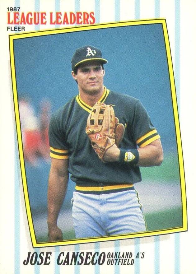 1987 Fleer League Leaders Jose Canseco #8 Baseball Card