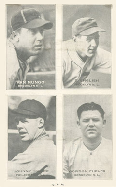 1937 Four-on-one Exhibits Mungo/English/Moore/Phelps # Baseball Card