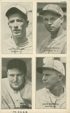 1937 Four-on-one Exhibits Cronin/Ferrell/Foxx/Grove # Baseball Card