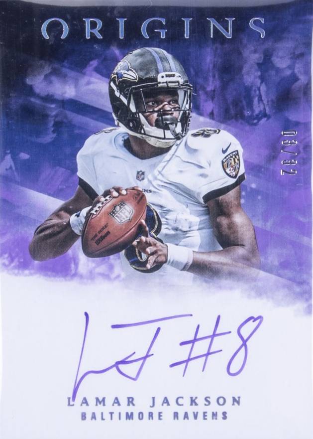 2018 Panini Origins Rookie Autographs Lamar Jackson #RALJ Football Card