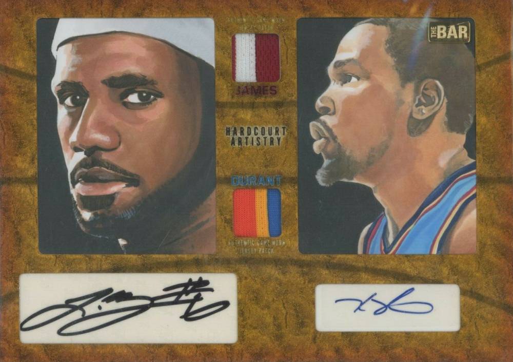 2015 The Bar Cut Autoraph Hardcourt Artistry James/Durant #1 Basketball Card