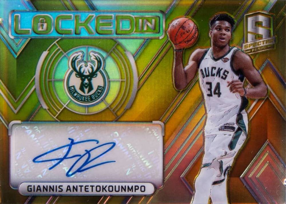 2017 Panini Spectra Locked in Autographs Giannis Antetokounmpo #GAN Basketball Card