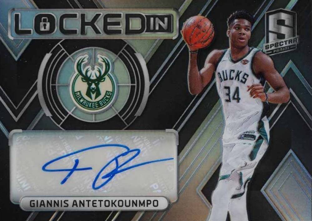2017 Panini Spectra Locked in Autographs Giannis Antetokounmpo #GAN Basketball Card