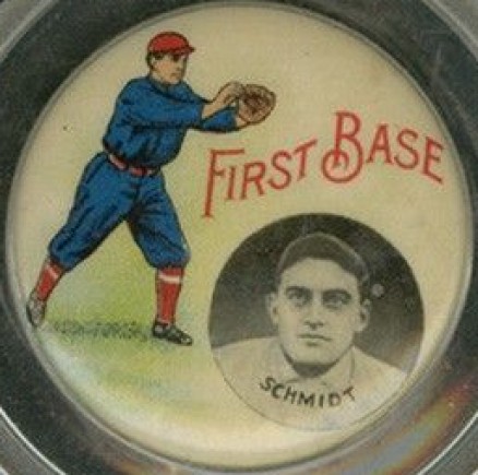 1910 Schmelzer's Sporting Goods Pin Butch Schmidt # Baseball Card