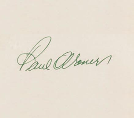 1999 HOF Autograph Index, Postcards, Album, Photo, etc Paul Waner # Baseball Card