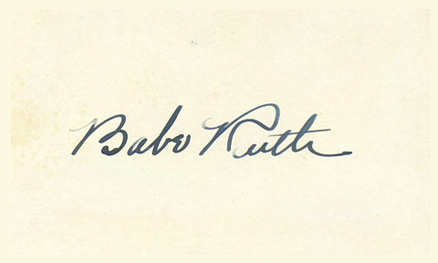 1999 HOF Autograph Index, Postcards, Album, Photo, etc Babe Ruth # Baseball Card