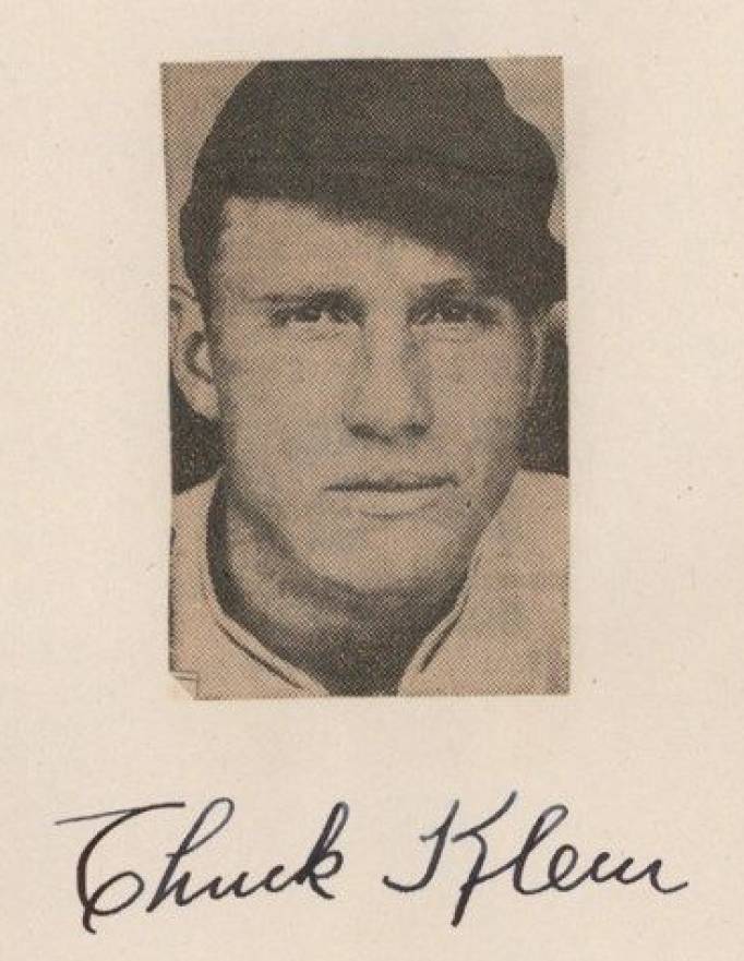 1999 HOF Autograph Index, Postcards, Album, Photo, etc Chuck Klein # Baseball Card