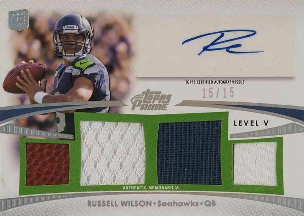 2012 Topps Prime Level V Autograph Relics Russell Wilson #PV-RW Football Card