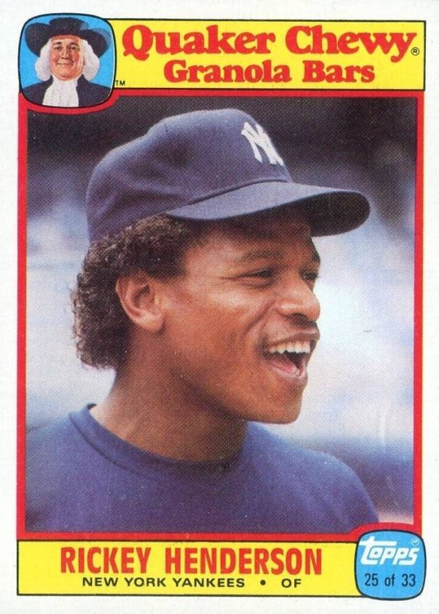 1986 Quaker Oats Rickey Henderson #25 Baseball Card