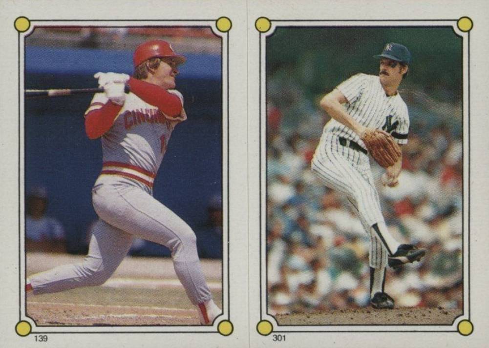 1987 O-Pee-Chee Stickers Pete Rose/Ron Guidry #139/301 Baseball Card