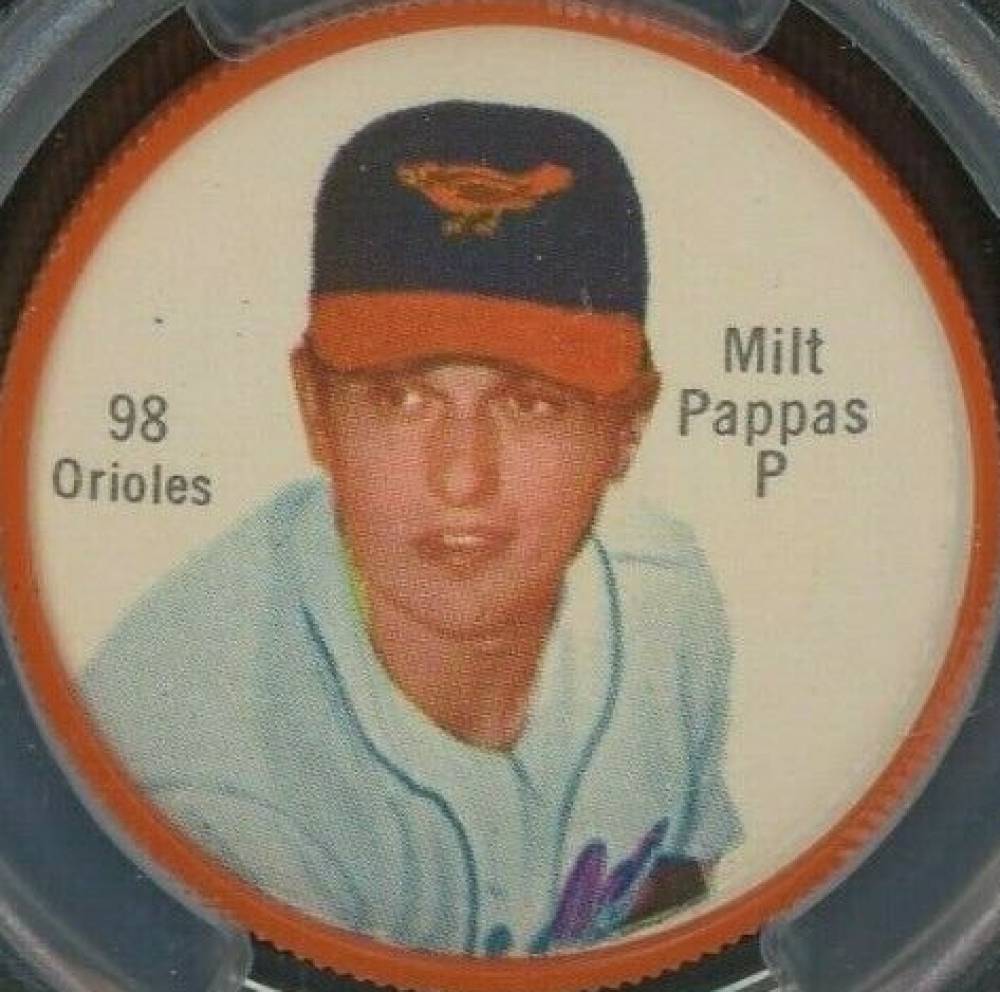 1962 Salada-Junket Coin Milt Pappas #98 Baseball Card