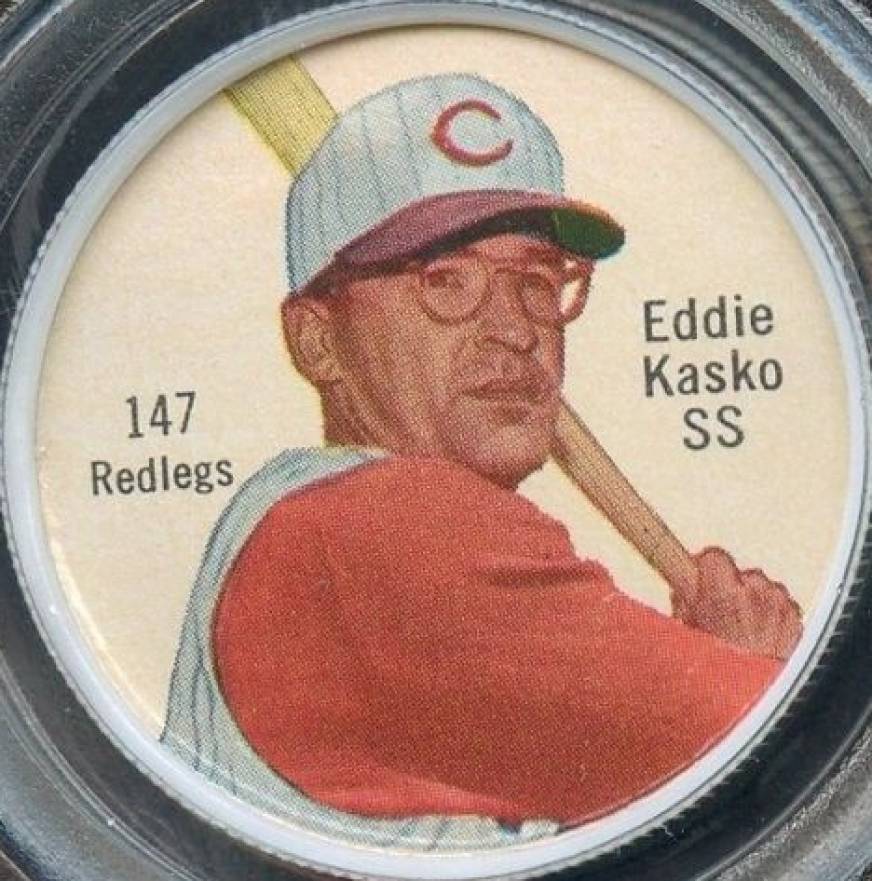 1962 Salada-Junket Coin Eddie Kasko #147 Baseball Card