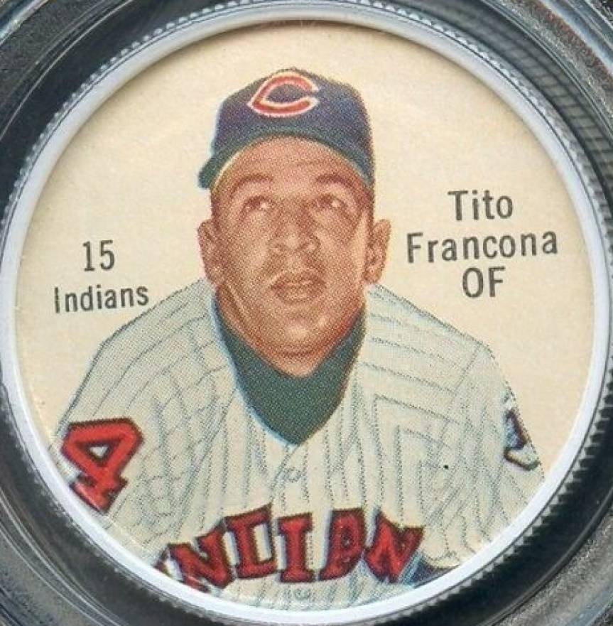 1962 Salada-Junket Coin Tito Francona #15 Baseball Card