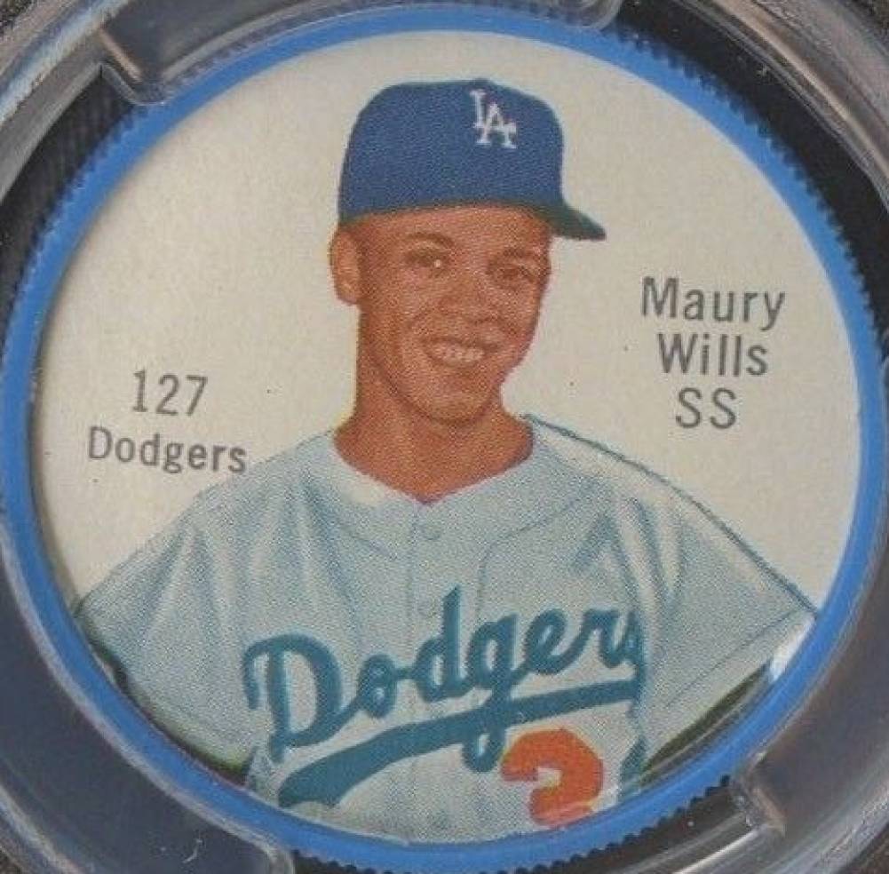 1962 Salada-Junket Coin Maury Wills #127 Baseball Card