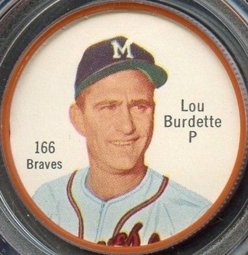 1962 Salada-Junket Coin Lou Burdette #166 Baseball Card