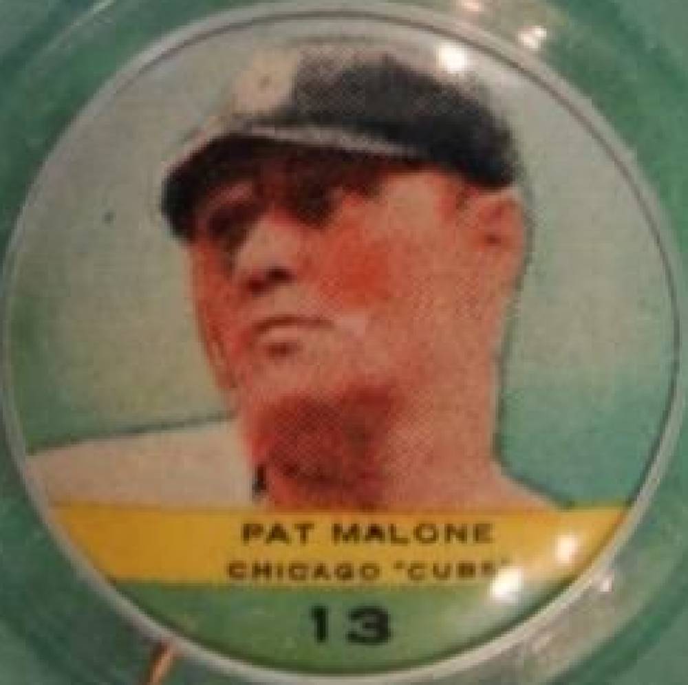 1932 Orbit Gum Pins Numbered Pat Malone #13 Baseball Card