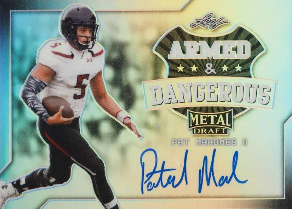 2017 Leaf Metal Draft Armed & Dangerous Autograph Patrick Mahomes II #PM1 Football Card