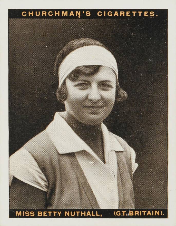 1928 W.A. & A.C. Churchman Lawn Tennis Series of 12  Miss Betty Nuthall #9 Other Sports Card