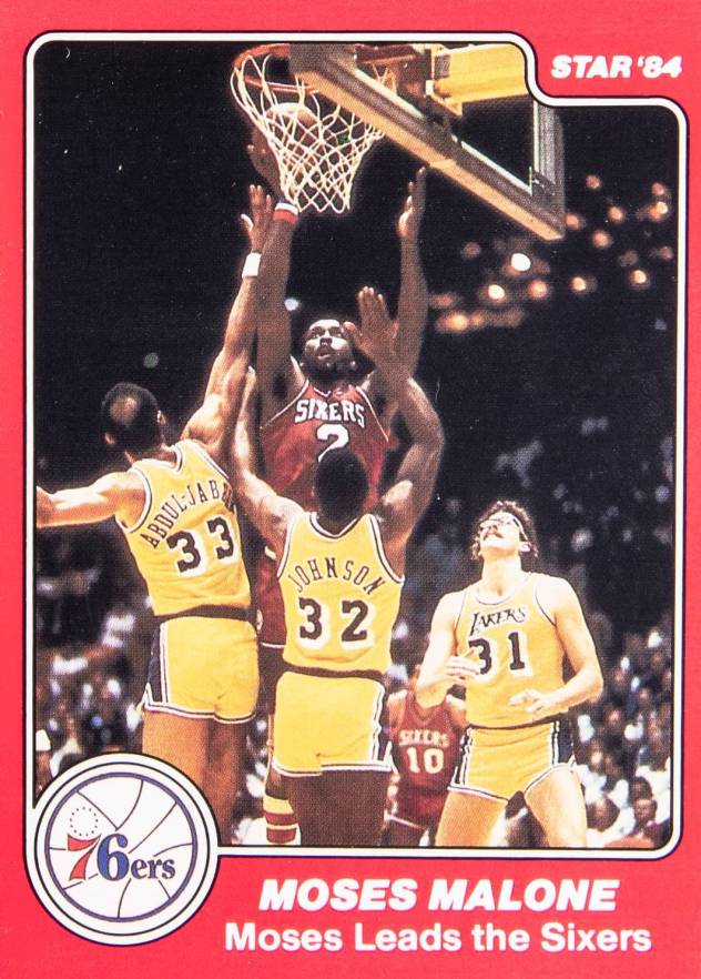 1983 Star Sixers Champions Moses Malone #14 Basketball Card