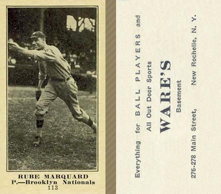 1916 Wares Rube Marquard #113 Baseball Card