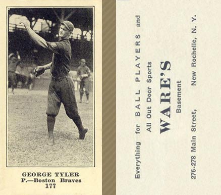 1916 Wares George Tyler #177 Baseball Card