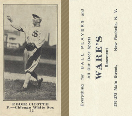 1916 Wares Eddie Cicotte #32 Baseball Card