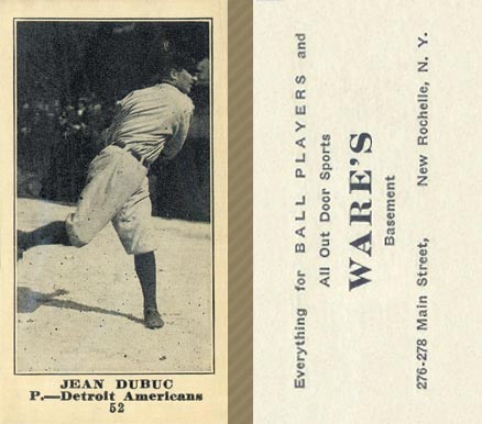 1916 Wares Jean Dubuc #52 Baseball Card