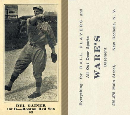 1916 Wares Del Gainer #63 Baseball Card