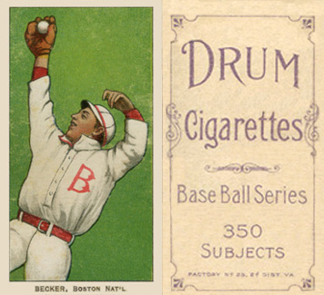 1909 White Borders Drum 350 Becker, Boston Nat'l #28 Baseball Card