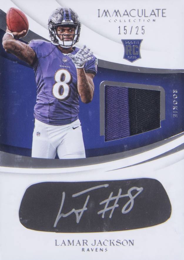 2018 Panini Immaculate Collection Rookie Eye Black Jersey Lamar Jackson #EB-LJ Football Card