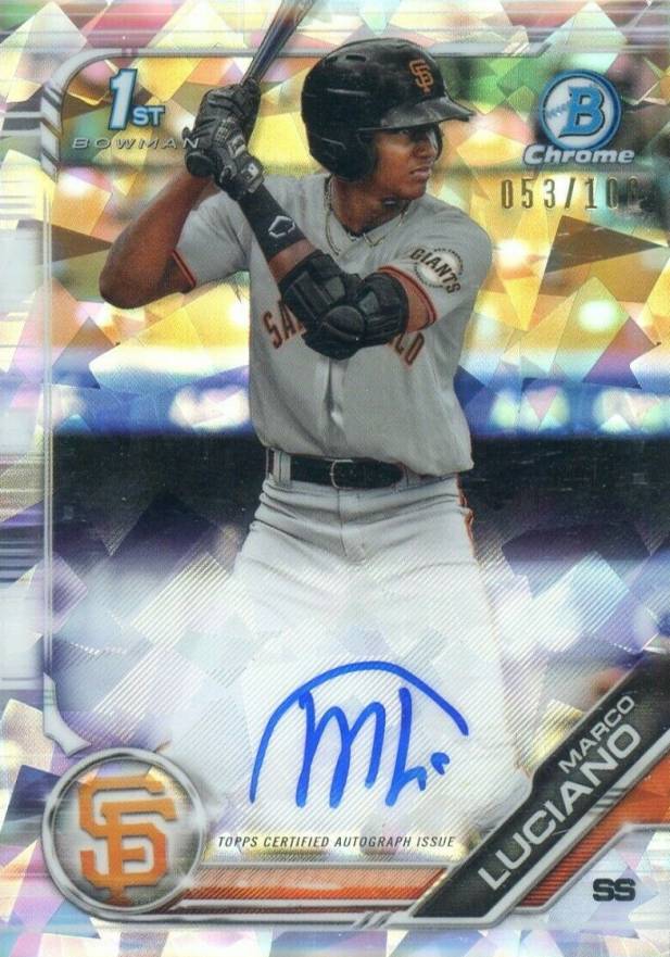 2019 Bowman Prospect Autographs Chrome Marco Luciano #ML Baseball Card