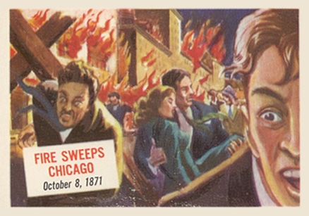 1954 Topps Scoop Fire sweeps Chicago #2 Non-Sports Card