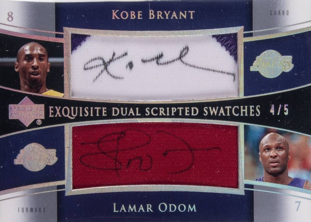 2004 Upper Deck Exquisite Collection Dual Scripted Swatches Kobe Bryant/Lamar Odom #SS2BO Basketball Card