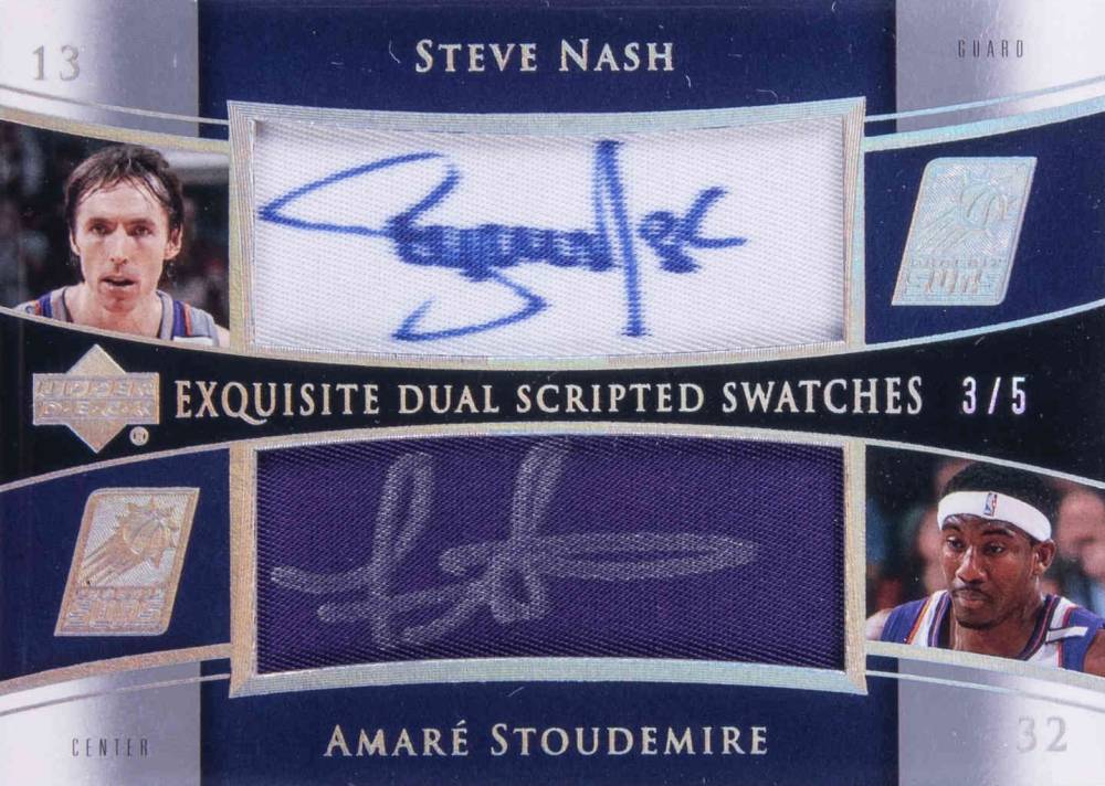 2004 Upper Deck Exquisite Collection Dual Scripted Swatches Steve Nash/Amare Stoudemire #SS2NS Basketball Card