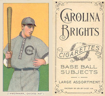 1909 White Borders Carolina Brights Zimmerman, Chicago Nat'L #525 Baseball Card