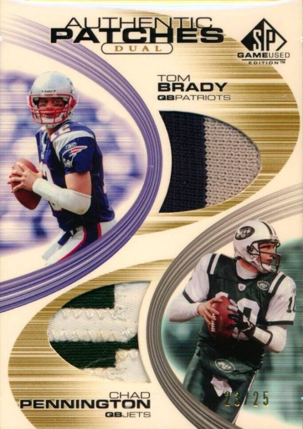 2004 SP Game Used Authentic Patches Dual Chad Pennington/Tom Brady #BP Football Card