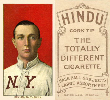 1909 White Borders Hindu-Brown Devlin, N.Y. Nat'L #128 Baseball Card