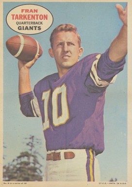 1968 Topps Posters Fran Tarkenton #6 Football Card