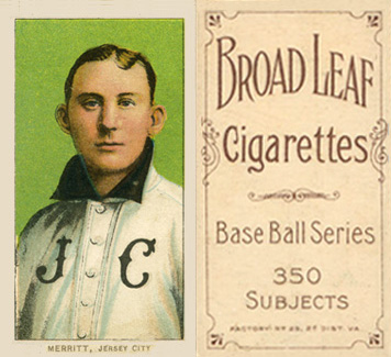 1909 White Borders Broadleaf 350  Merritt, Jersey City #332 Baseball Card